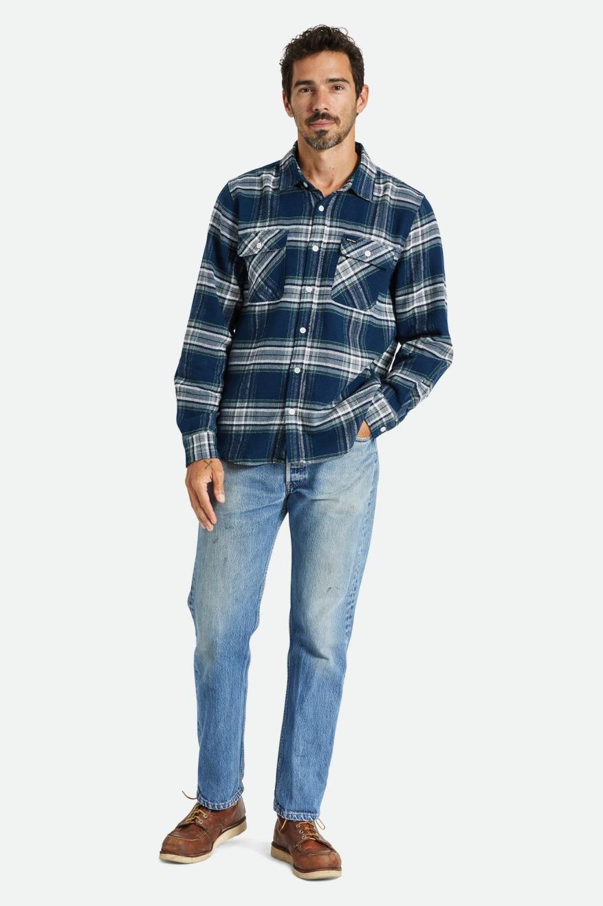 Grey Men's Brixton Bowery L/S Flannels | 678315-TBF