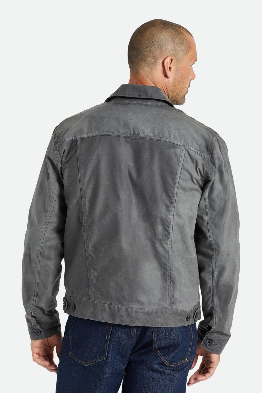 Grey Men's Brixton Cable Reserve Waxed Canvas Trucker Jackets | 130278-RHX