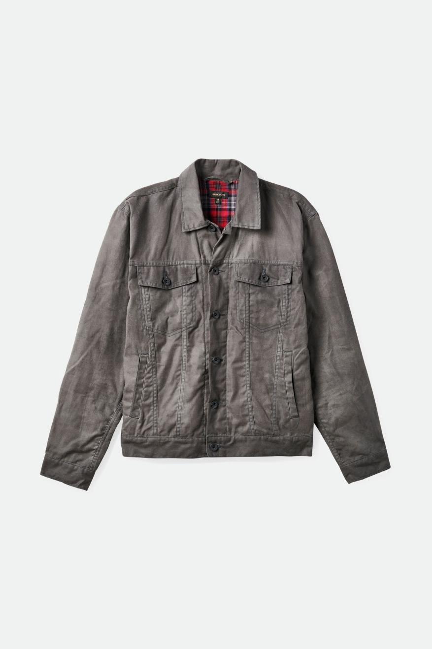 Grey Men's Brixton Cable Reserve Waxed Canvas Trucker Jackets | 130278-RHX