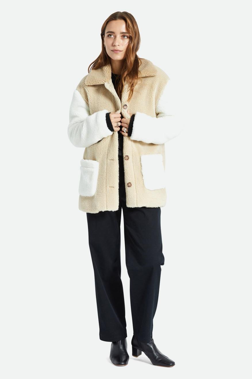 Light Yellow Women's Brixton Bern Sherpa Jackets | 593716-VKL