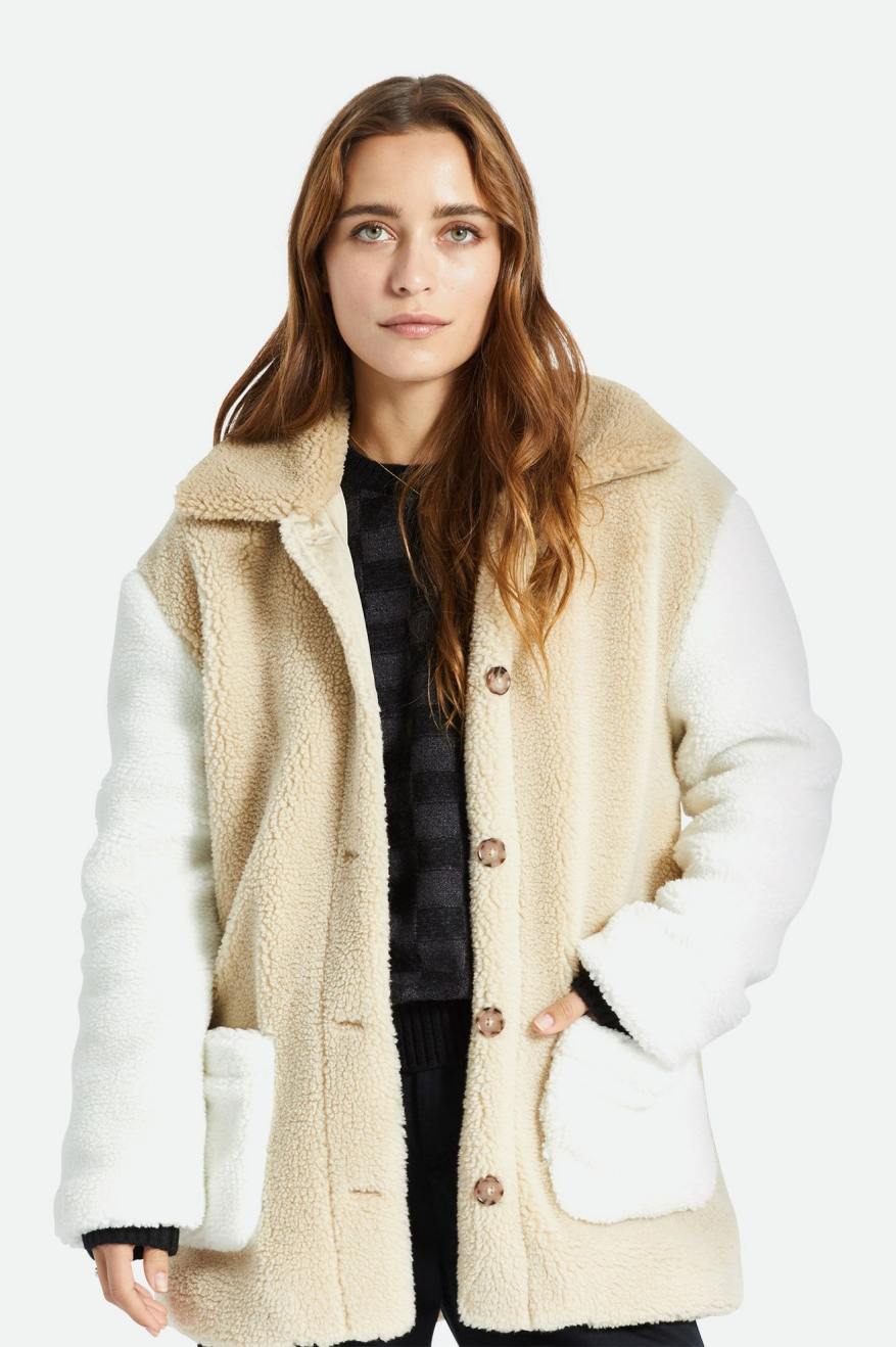 Light Yellow Women's Brixton Bern Sherpa Jackets | 593716-VKL