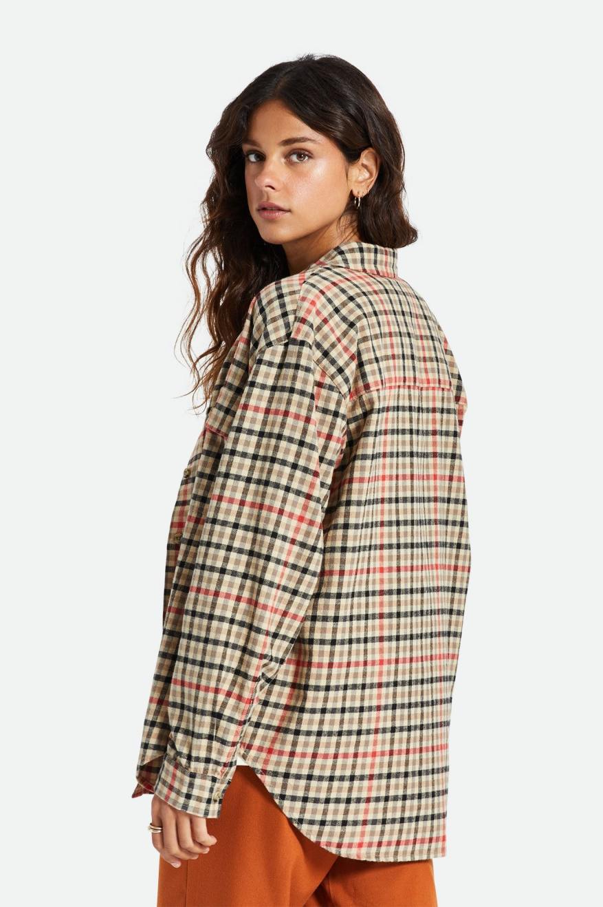 Light Yellow Women's Brixton Bowery Boyfriend L/S Flannels | 723456-AWB