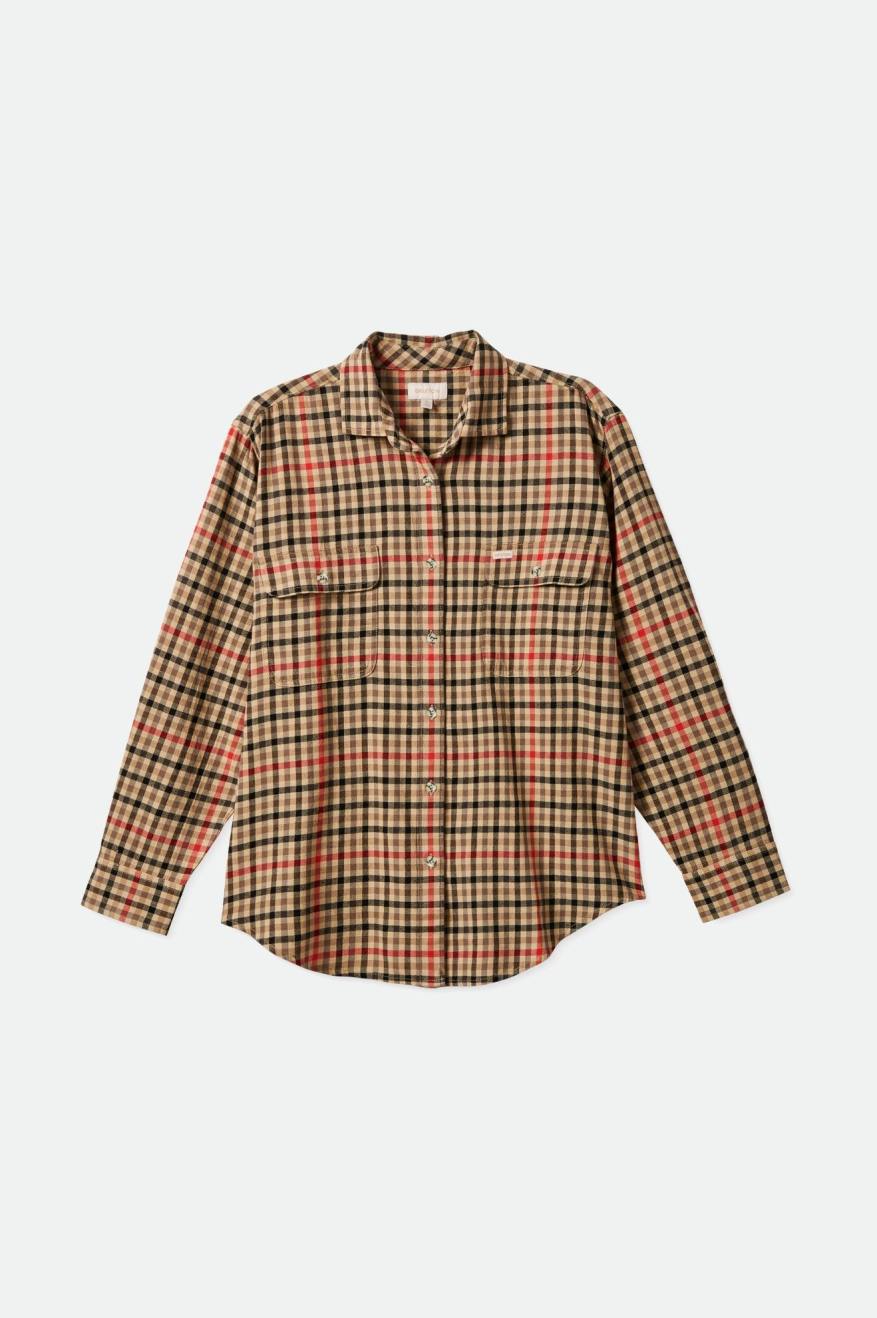 Light Yellow Women's Brixton Bowery Boyfriend L/S Flannels | 723456-AWB