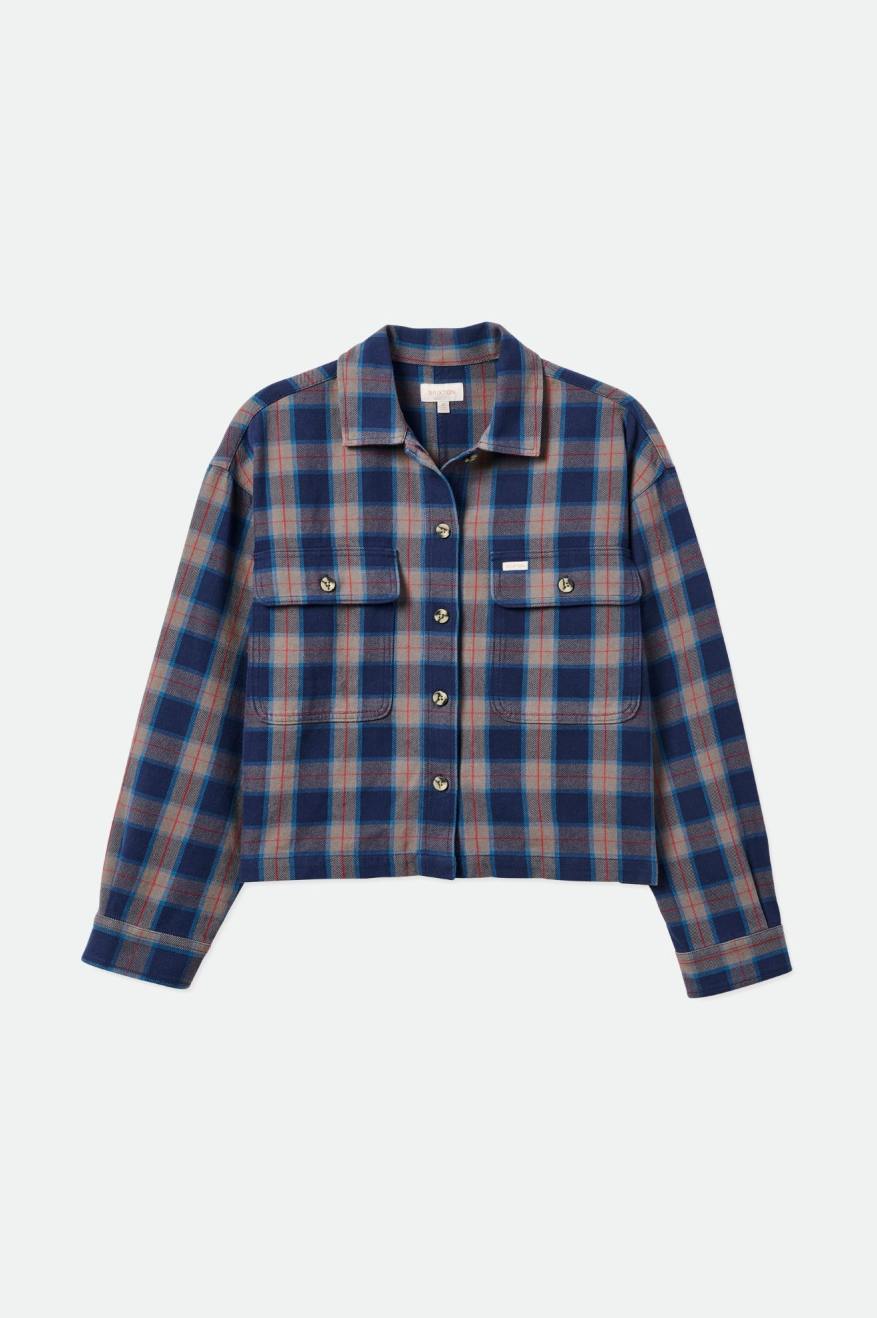 Navy / Grey Women's Brixton Bowery L/S Flannels | 026459-SBK