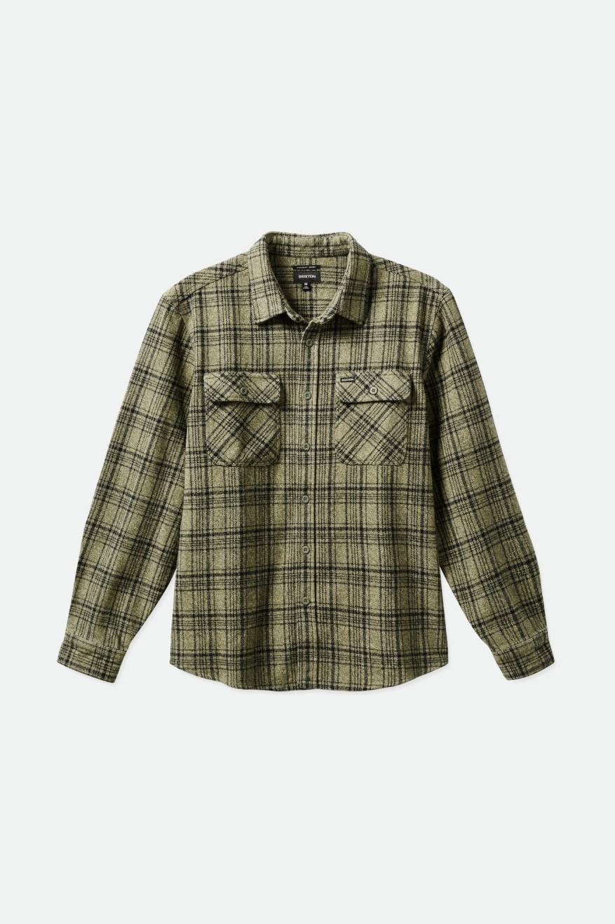 Olive / Black Men's Brixton Bowery Heavy Weight L/S Flannels | 465012-FBS