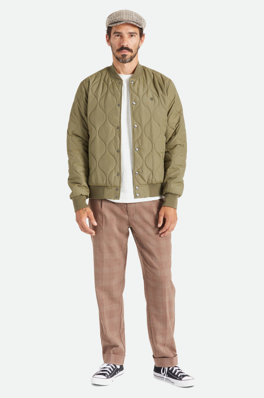 Olive Men's Brixton Dillinger Quilted Bomber Jackets | 531672-CTR