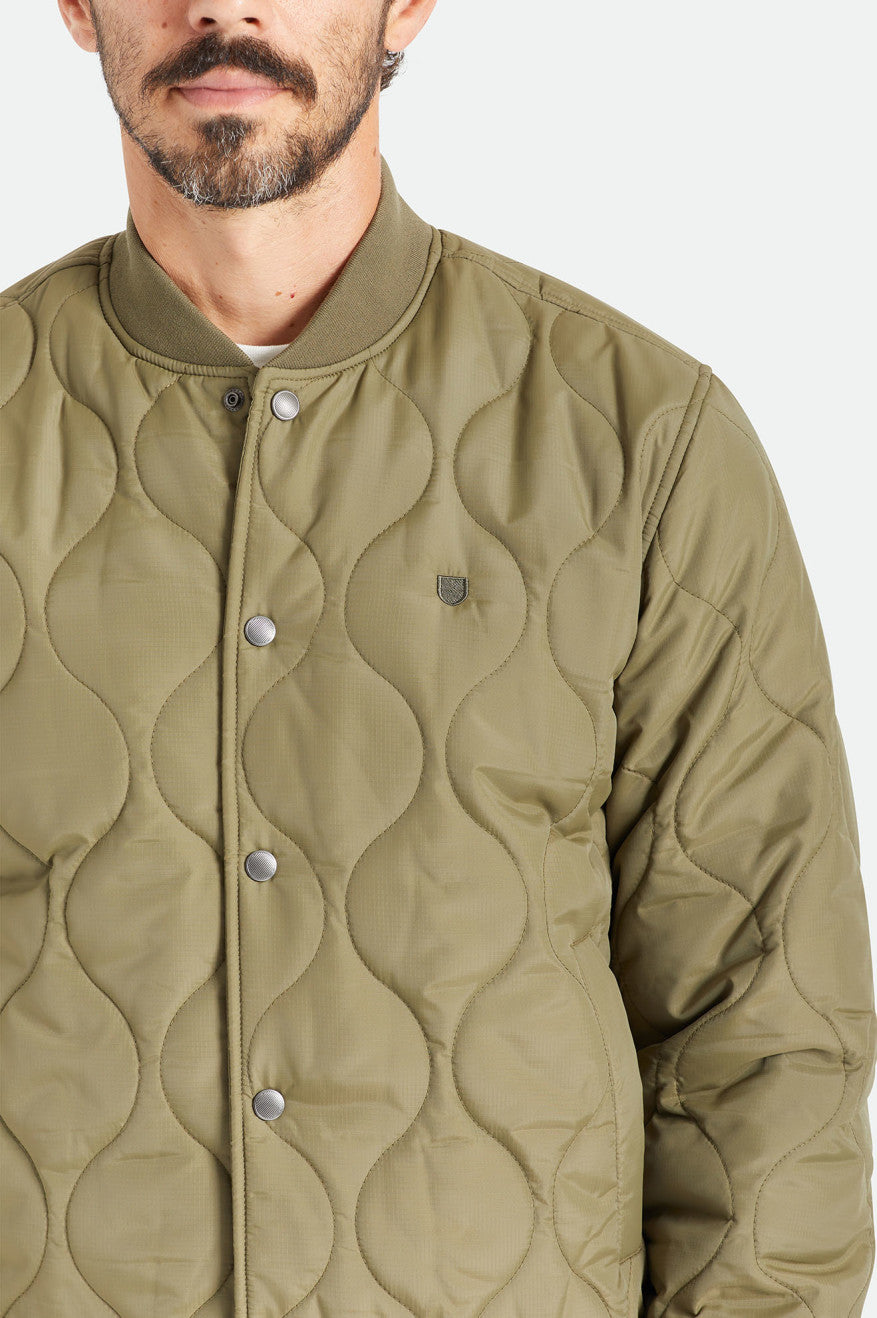 Olive Men's Brixton Dillinger Quilted Bomber Jackets | 531672-CTR