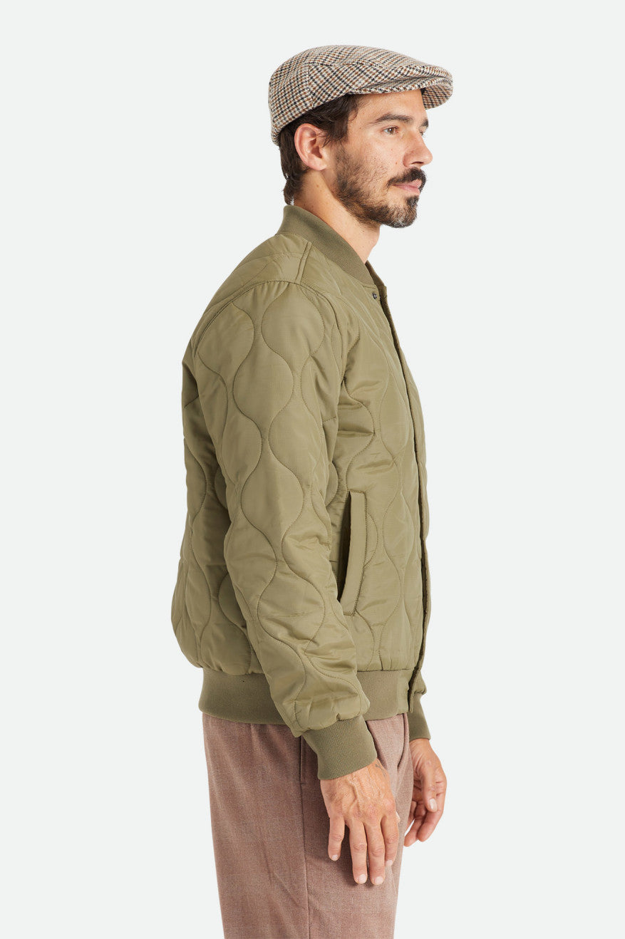 Olive Men's Brixton Dillinger Quilted Bomber Jackets | 531672-CTR