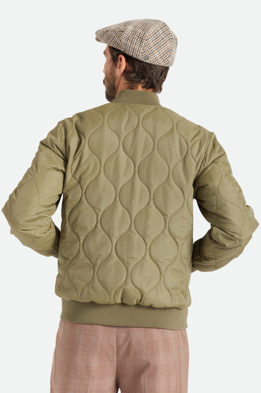 Olive Men's Brixton Dillinger Quilted Bomber Jackets | 531672-CTR