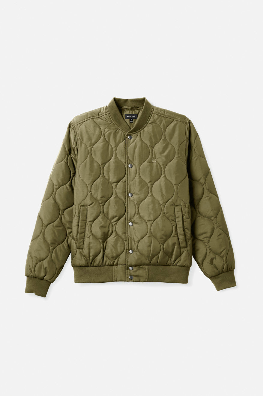 Olive Men's Brixton Dillinger Quilted Bomber Jackets | 531672-CTR