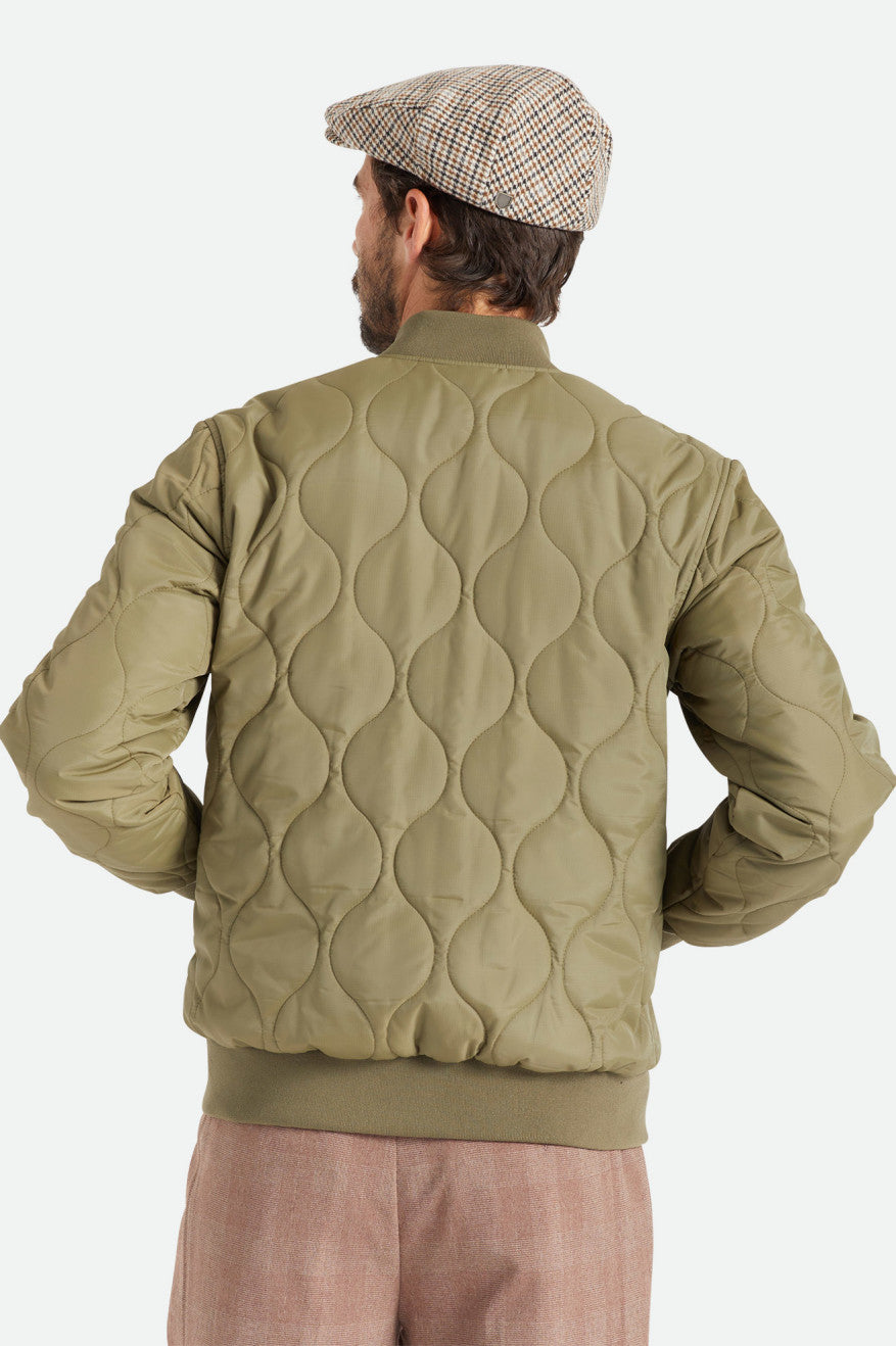 Olive Men's Brixton Dillinger Quilted Bomber Jackets | 531672-CTR