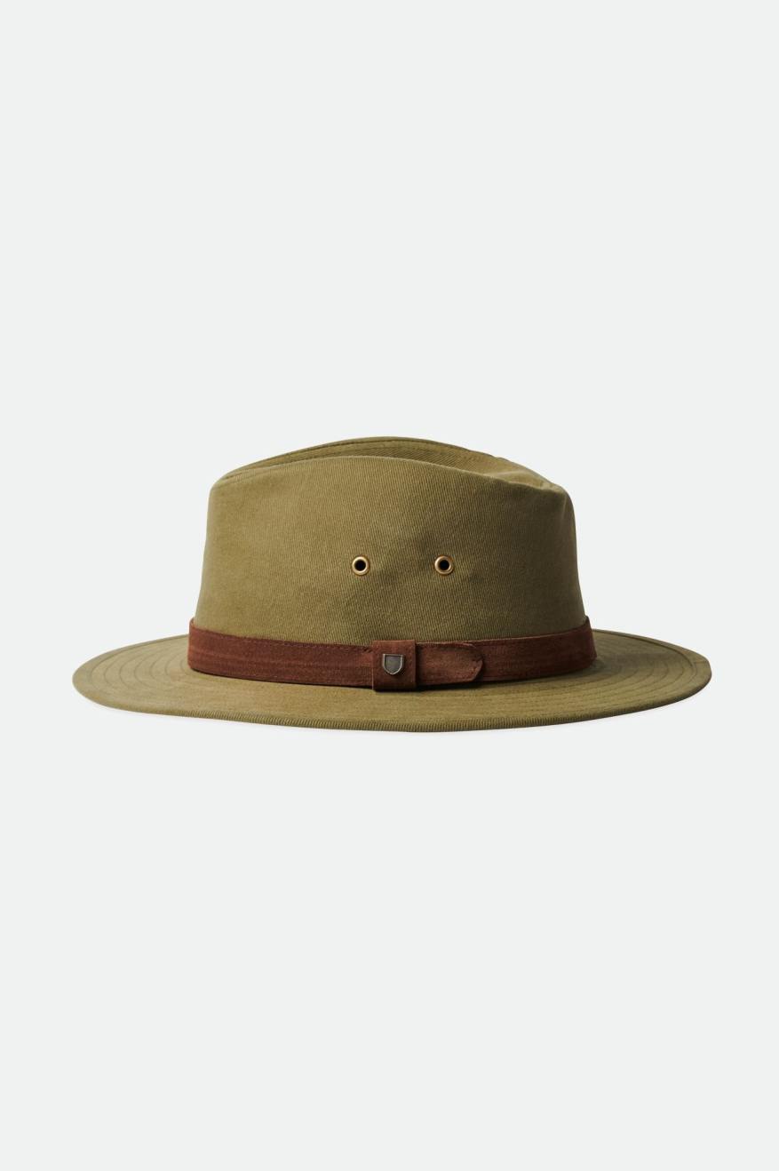 Olive Men's Brixton Messer Utility Adventure Fedoras | 651394-HIX