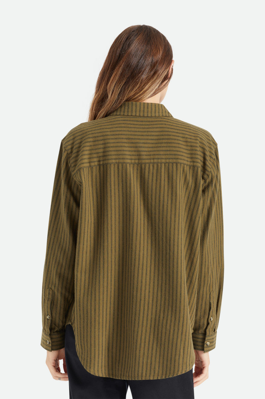 Olive Women's Brixton Bowery Boyfriend L/S Flannels | 023418-PFH