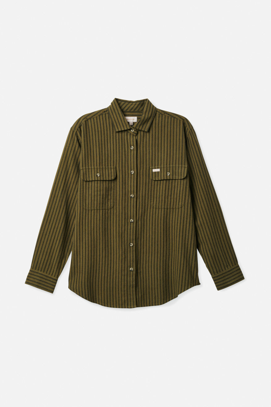 Olive Women's Brixton Bowery Boyfriend L/S Flannels | 023418-PFH