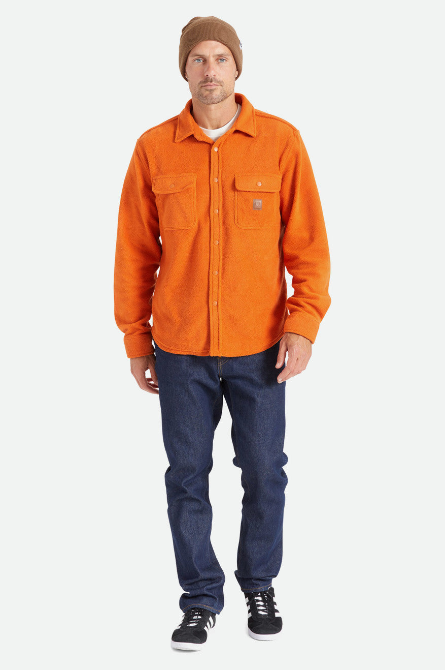 Orange Men's Brixton Bowery L/S Arctic Stretch Fleece Wovens | 801429-QOU