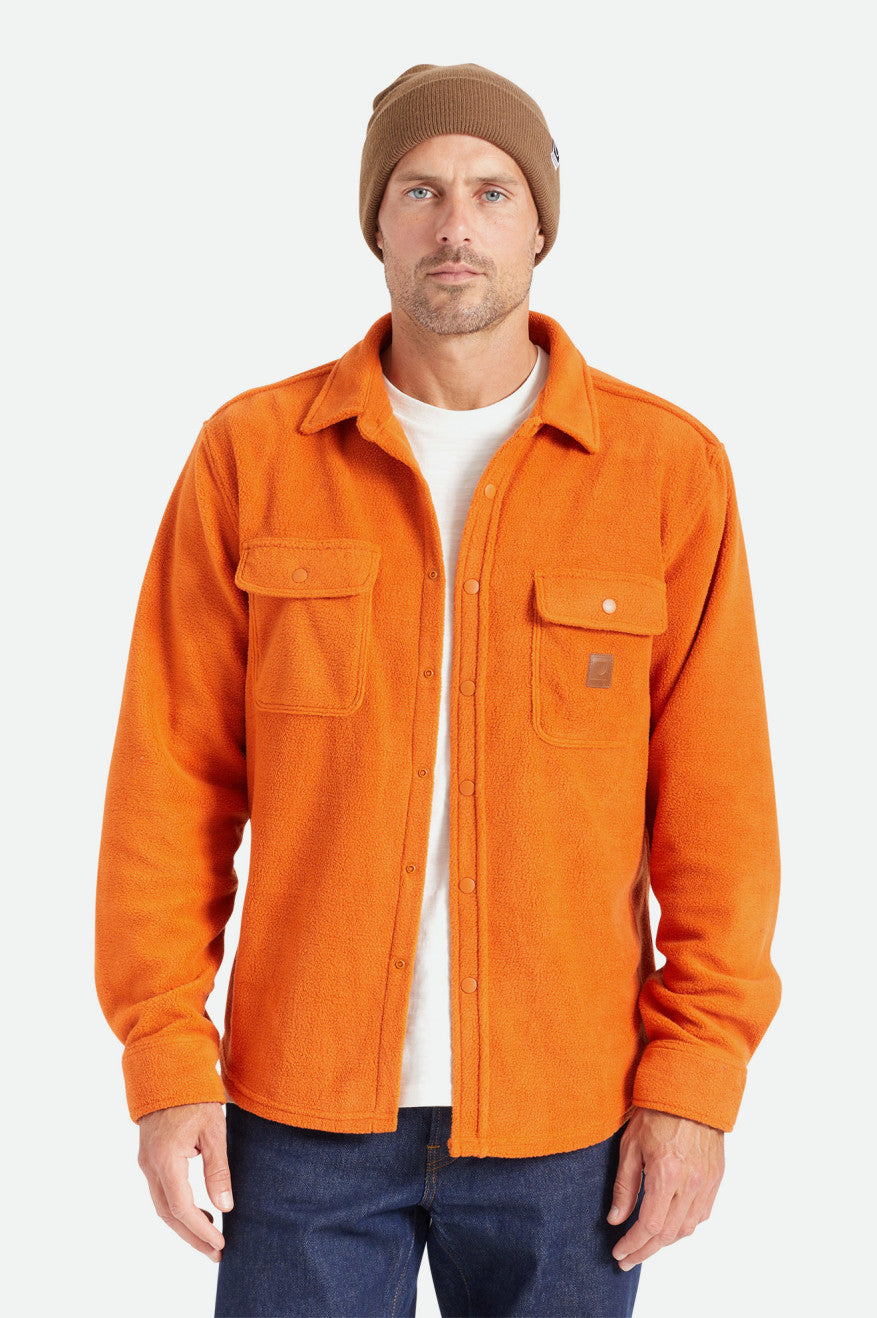 Orange Men's Brixton Bowery L/S Arctic Stretch Fleece Wovens | 801429-QOU