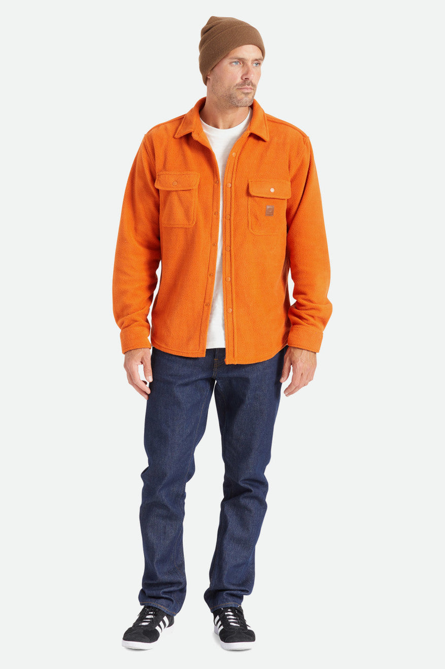 Orange Men's Brixton Bowery L/S Arctic Stretch Fleece Wovens | 801429-QOU