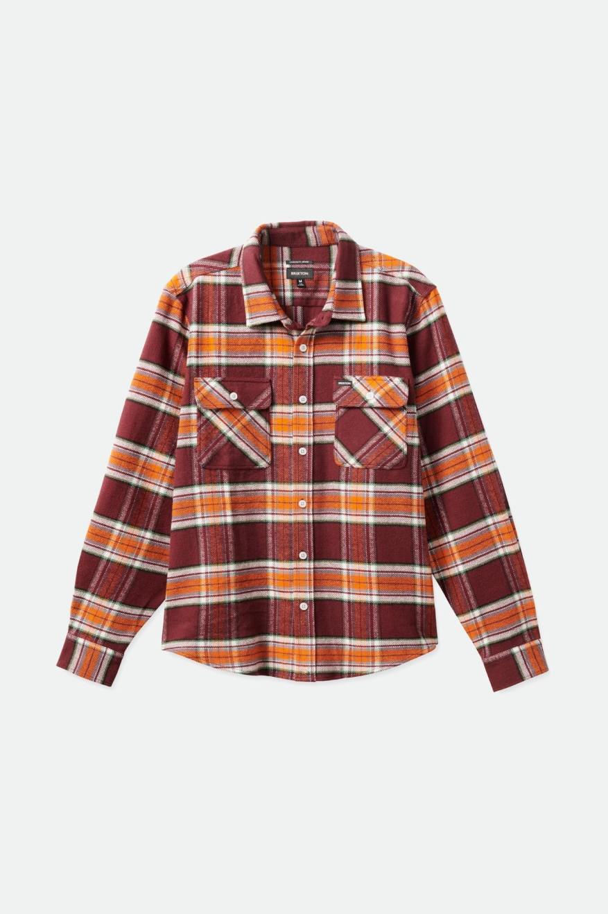 Orange Men's Brixton Bowery L/S Flannels | 148932-MVE