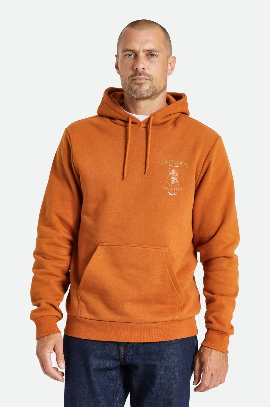 Orange Men\'s Brixton Fender Jaguar Claws Hoodie | 059278-DCY