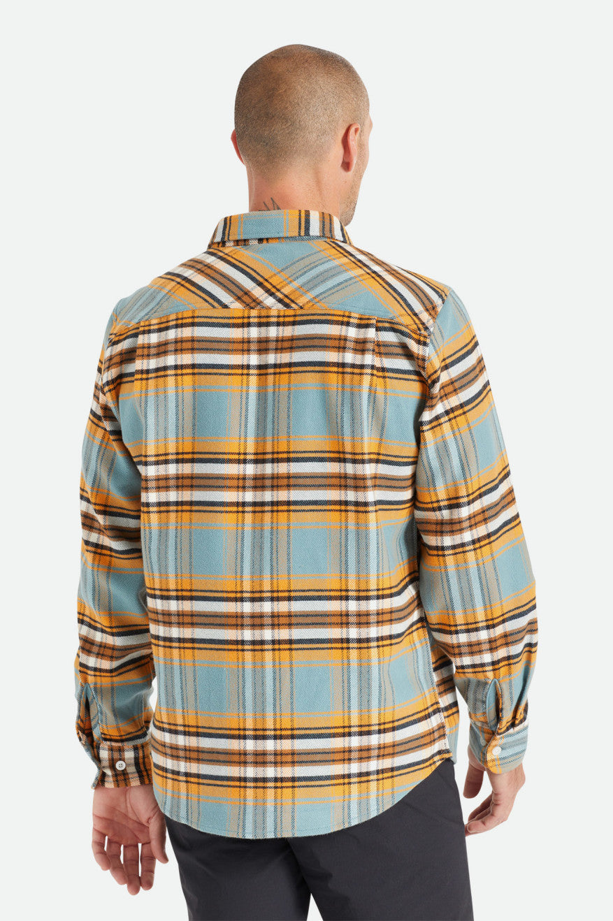 Orange / White Men's Brixton Bowery Stretch L/S Utility Wovens | 389614-WUV