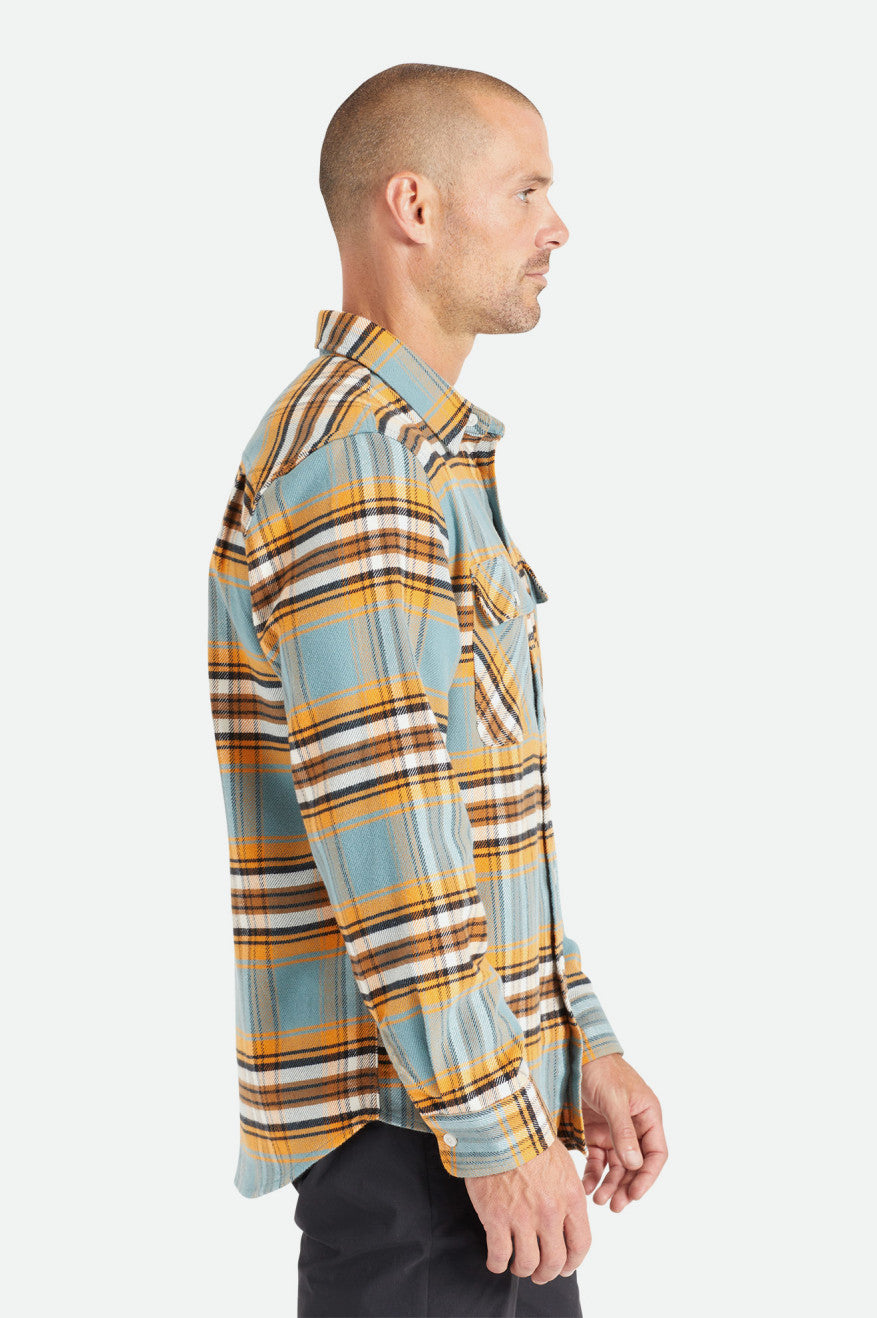 Orange / White Men's Brixton Bowery Stretch L/S Utility Flannels | 649718-IHN