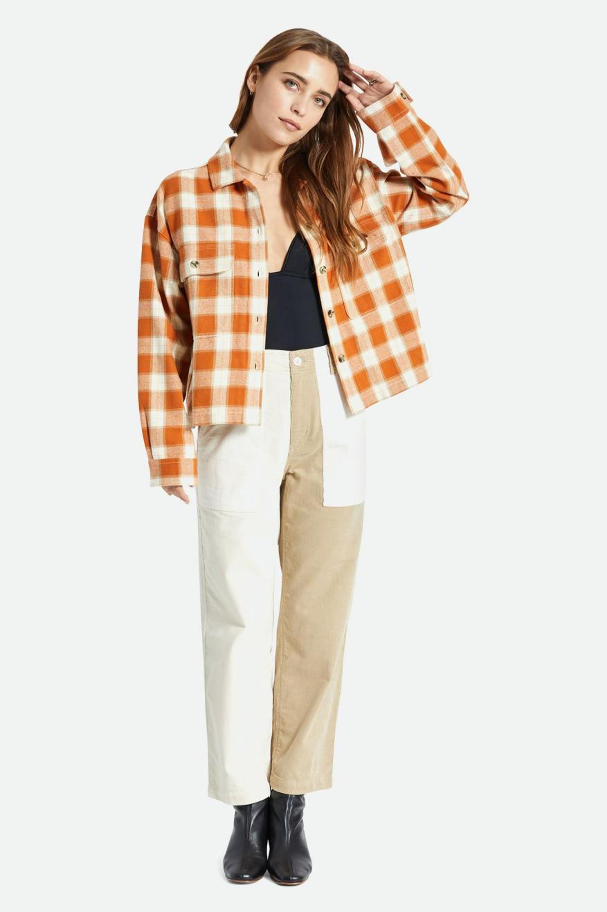 Orange Women's Brixton Bowery L/S Flannels | 498063-KRM