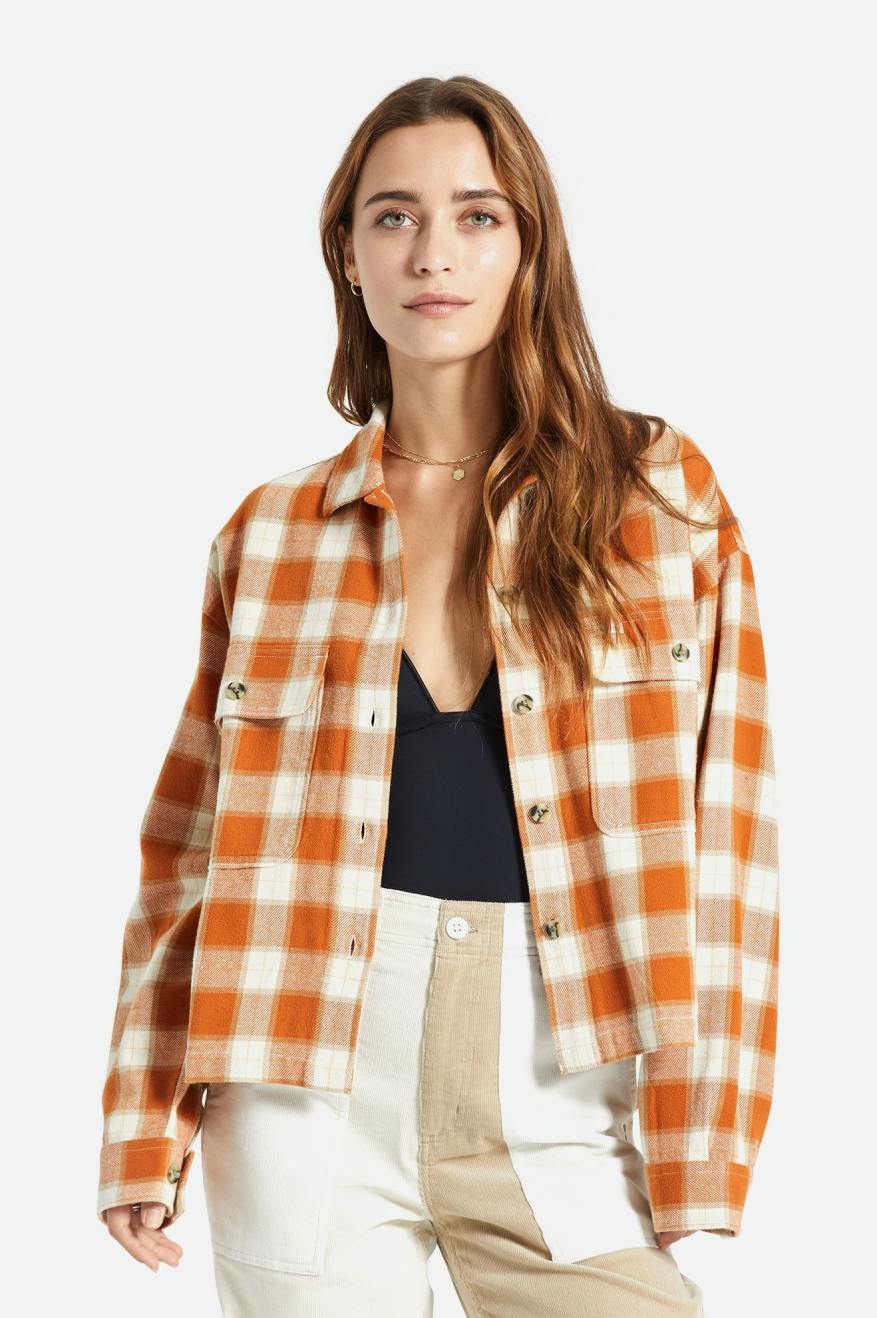 Orange Women\'s Brixton Bowery L/S Flannels | 498063-KRM