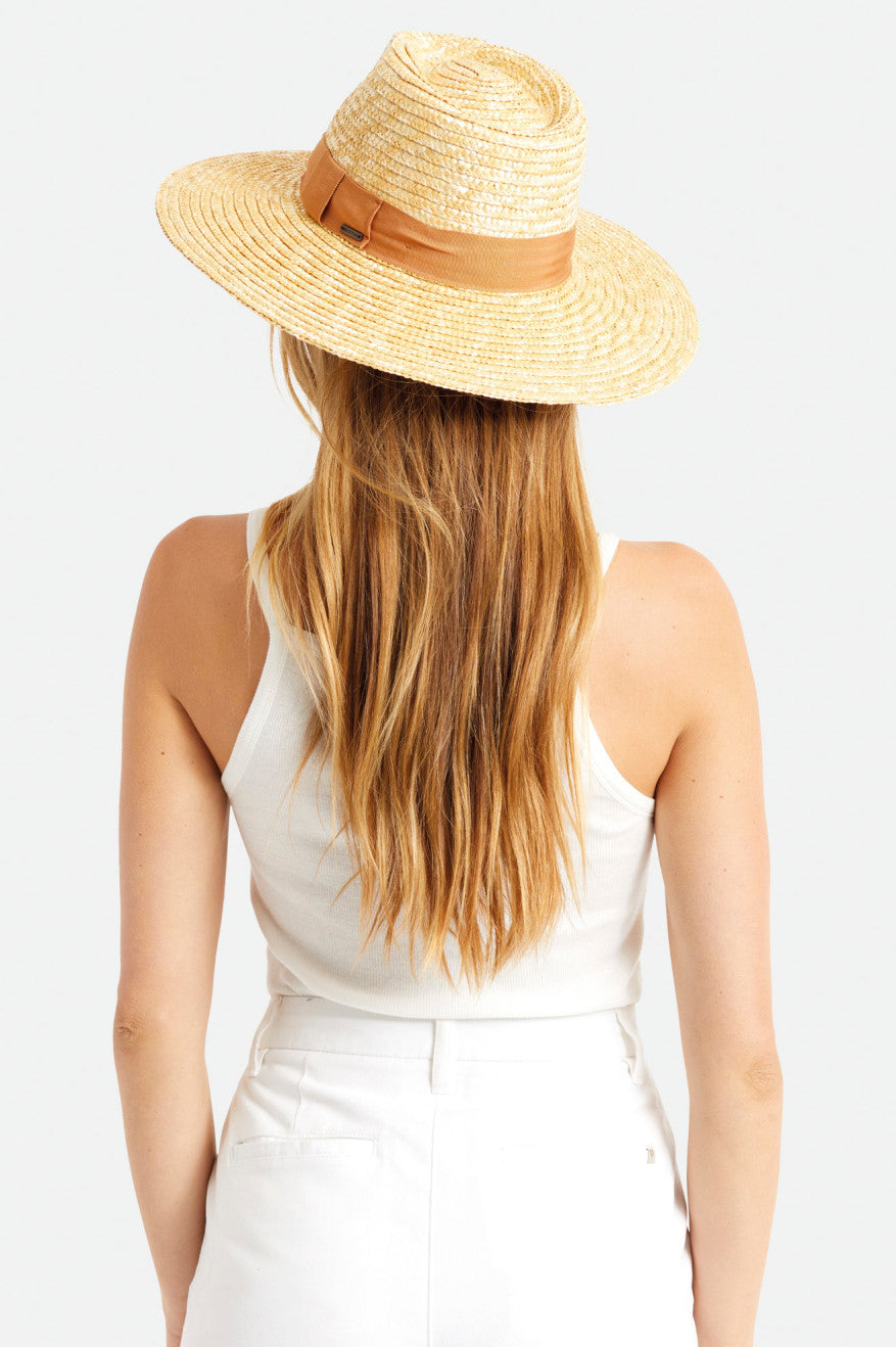 Orange Women's Brixton Joanna Straw Hats | 903421-FWM