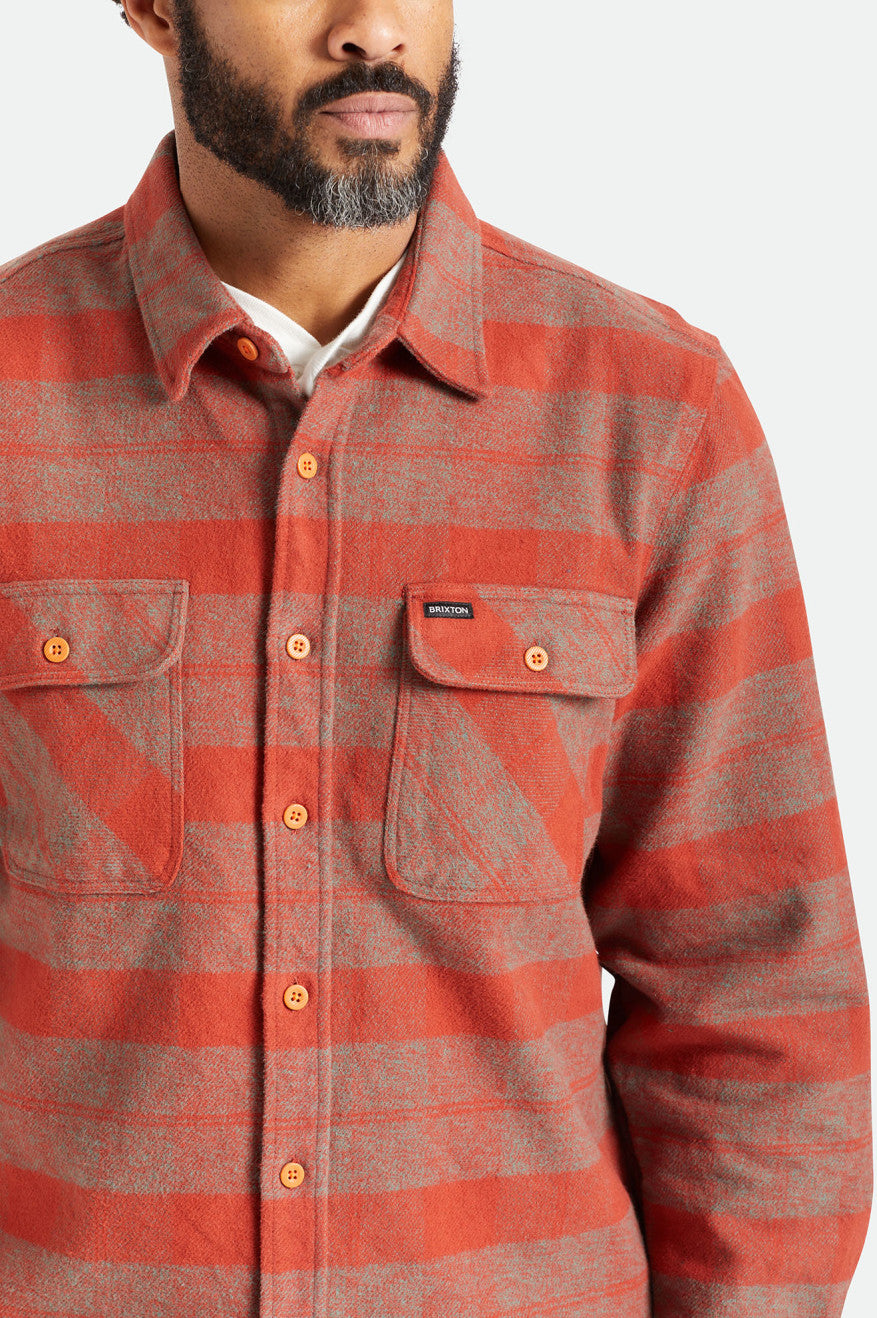 Red Men's Brixton Bowery Heavy Weight L/S Wovens | 230587-LWF