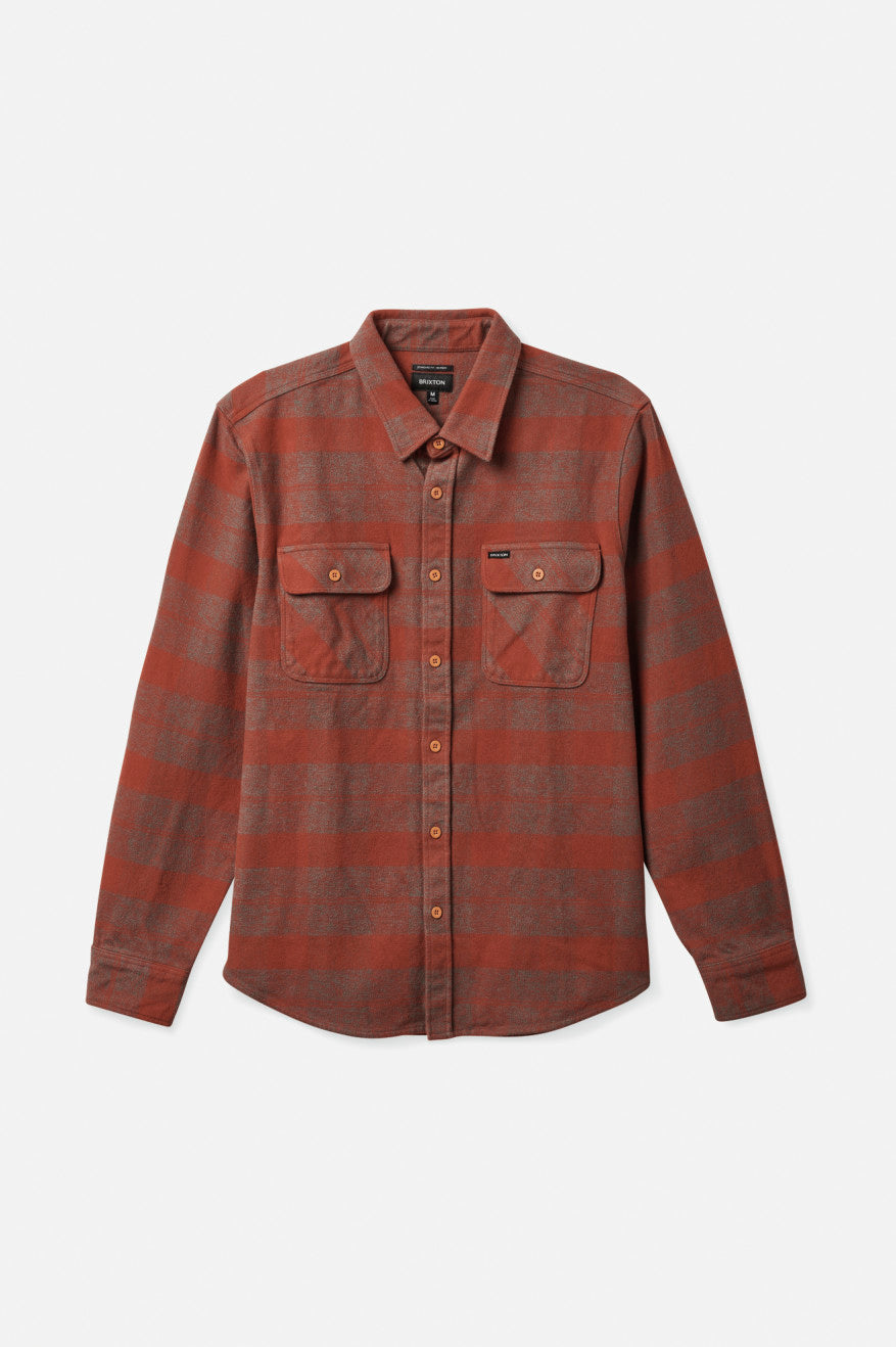 Red Men's Brixton Bowery Heavy Weight L/S Wovens | 230587-LWF