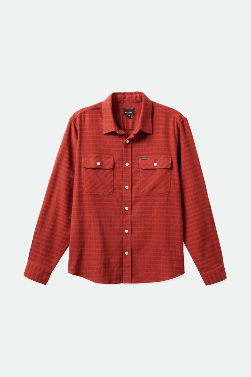 Red Men's Brixton Bowery Stretch L/S Utility Flannels | 354916-ZDO