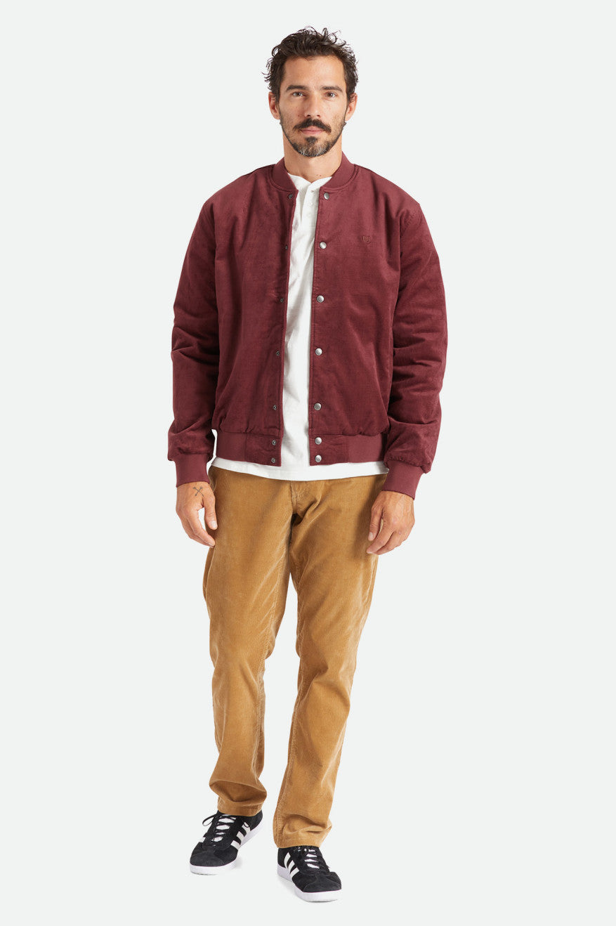 Red Men's Brixton Dillinger Bomber Jackets | 159248-MFW