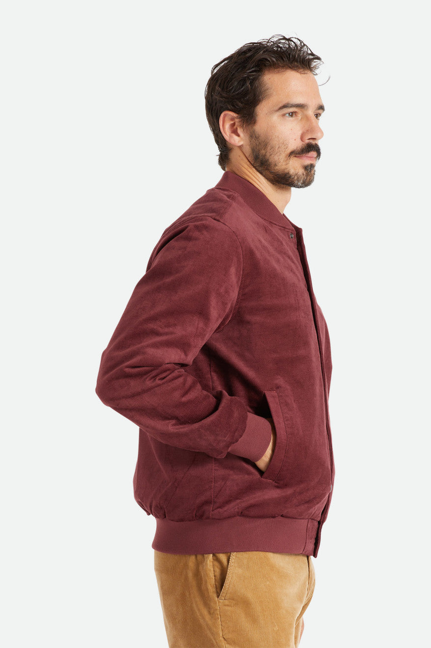 Red Men's Brixton Dillinger Bomber Jackets | 159248-MFW