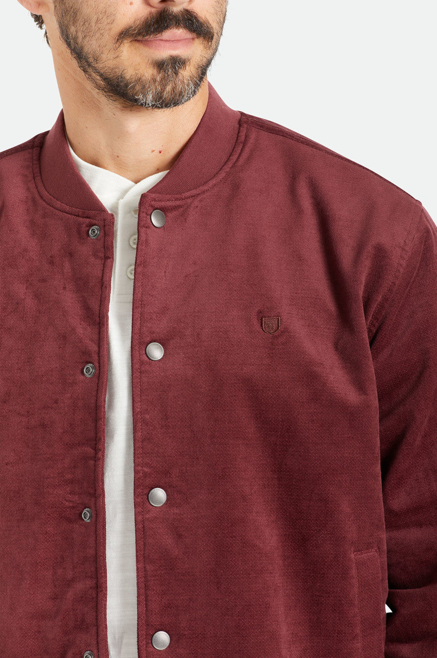 Red Men's Brixton Dillinger Bomber Jackets | 159248-MFW