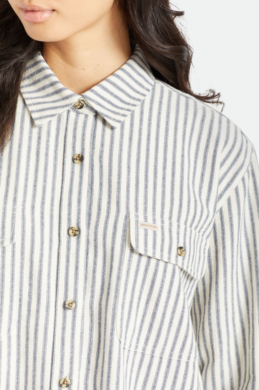 Stripes Women's Brixton Bowery Boyfriend L/S Flannels | 426813-ZKP