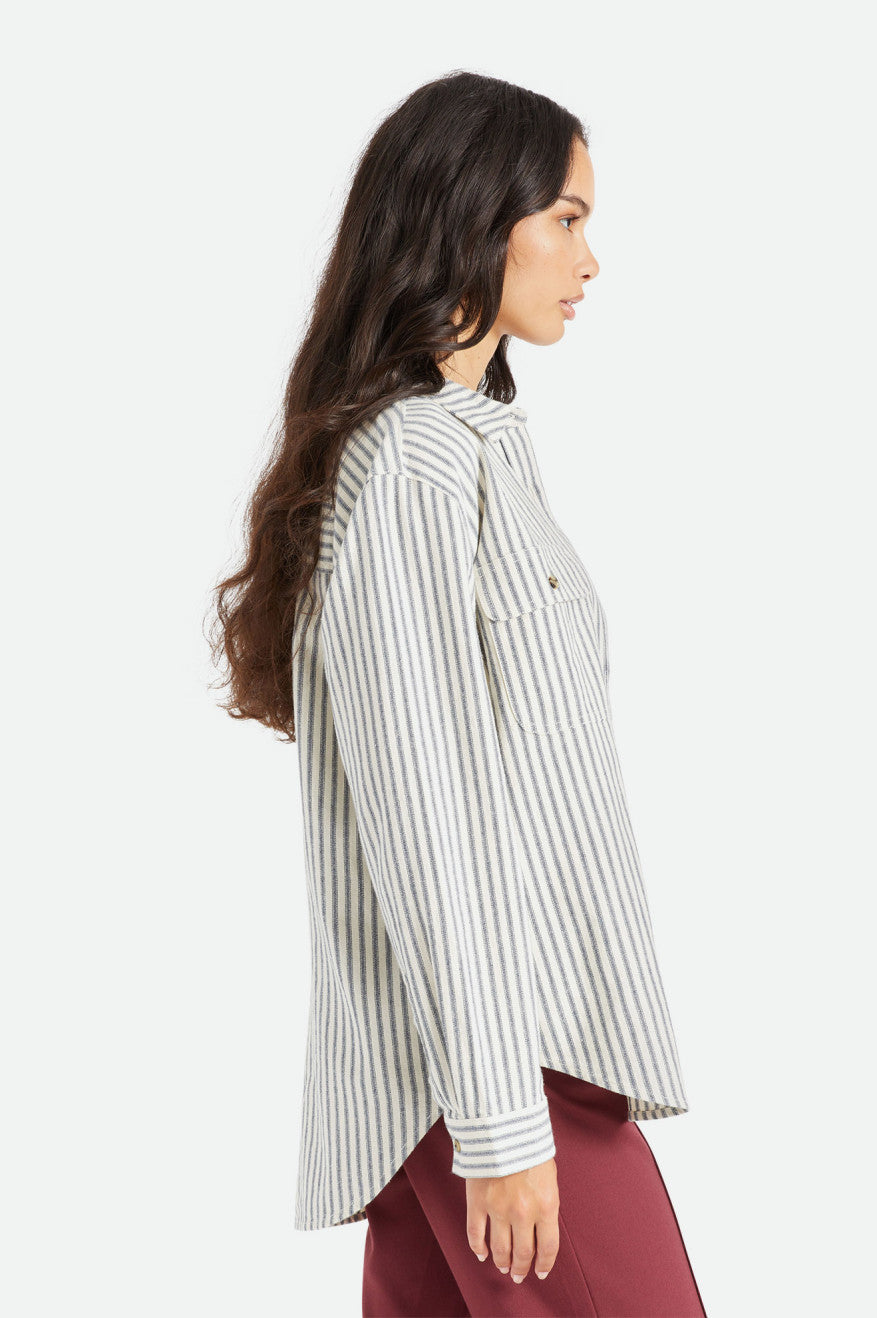 Stripes Women's Brixton Bowery Boyfriend L/S Flannels | 426813-ZKP