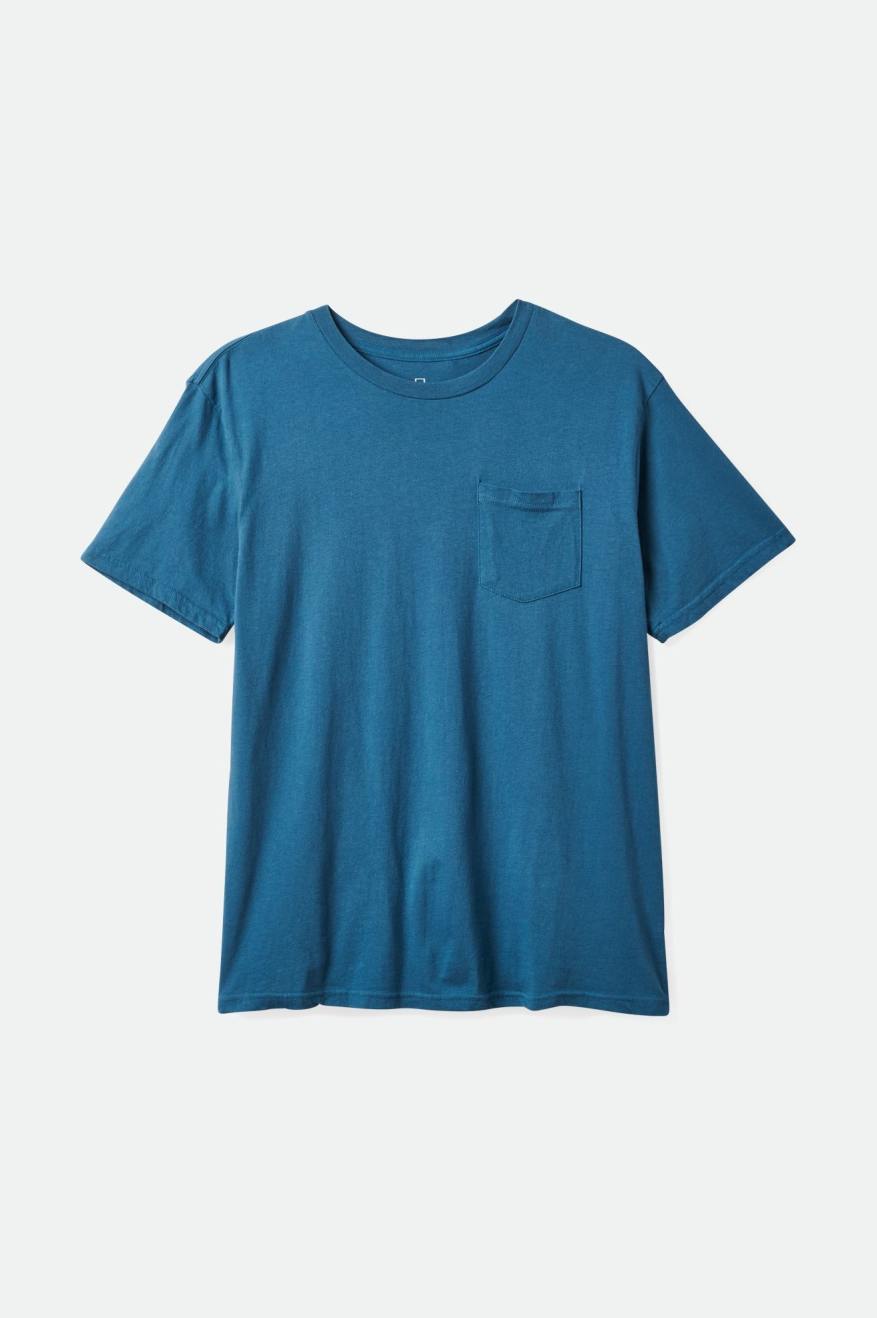 Turquoise Men's Brixton Basic S/S Pocket Tops | 738046-CVO