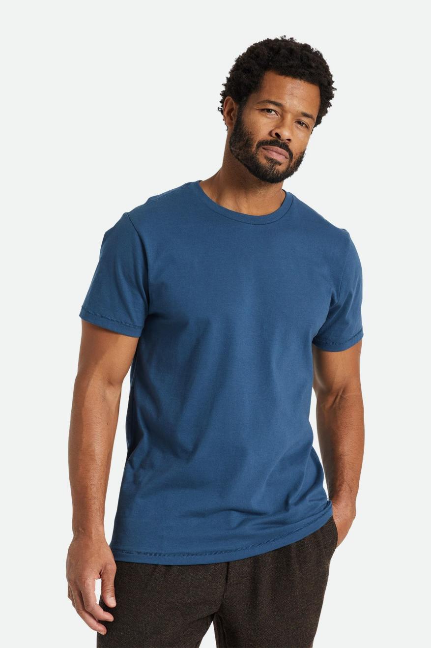 Turquoise Men\'s Brixton Basic S/S Tailored Tops | 859241-UWF