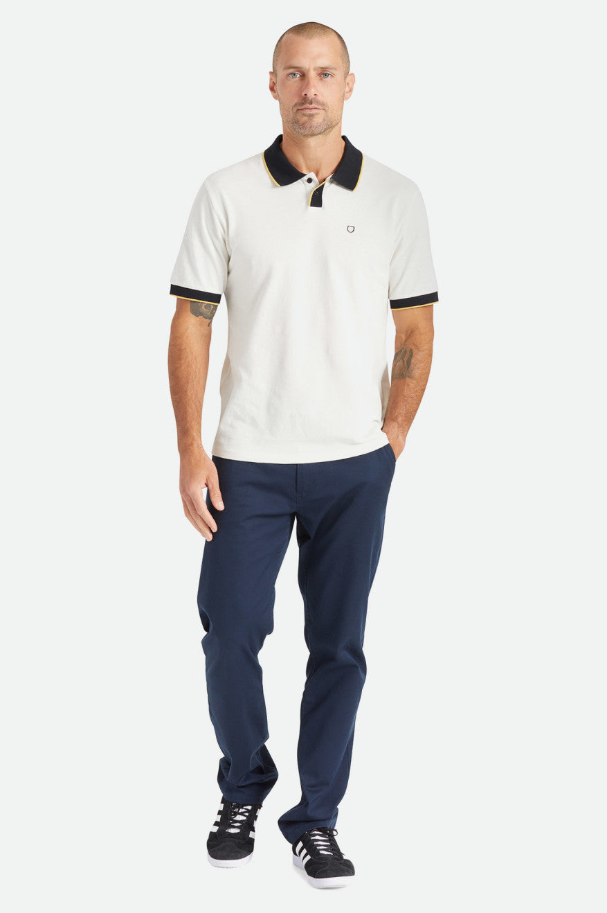 White / Black Men's Brixton Proper S/S Polo Knitwear | 173695-WSP