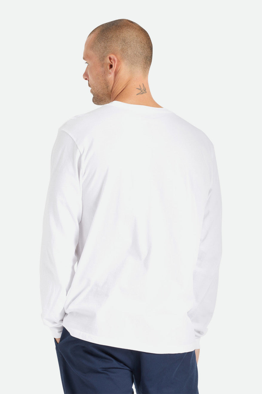 White Men's Brixton Basic L/S Pocket Tops | 814973-JPT