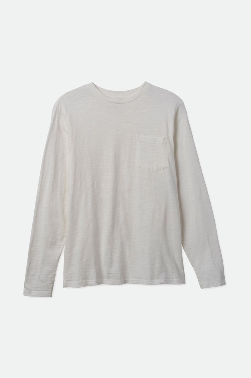 White Men's Brixton Basic Slub L/S Pocket Tops | 536904-WMK