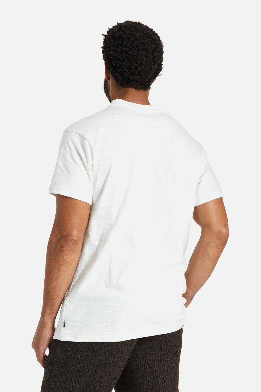 White Men's Brixton Basic Slub S/S Henley Knitwear | 905321-UAN