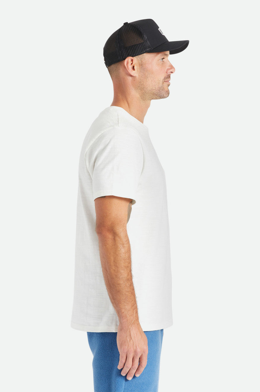 White Men's Brixton Basic Slub S/S Pocket Tops | 981536-DVE