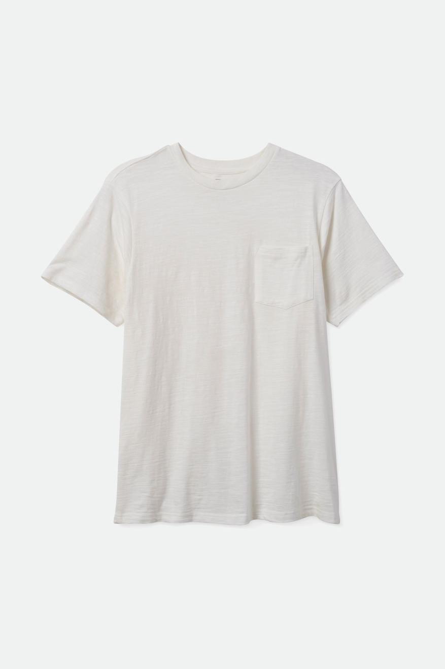 White Men's Brixton Basic Slub S/S Pocket Tops | 981536-DVE