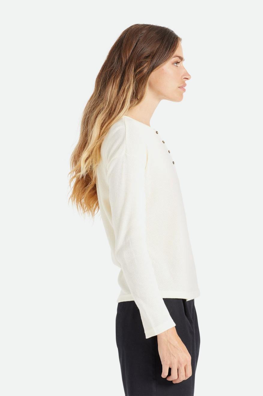 White Women's Brixton Monty L/S Henley Tops | 047531-BVO