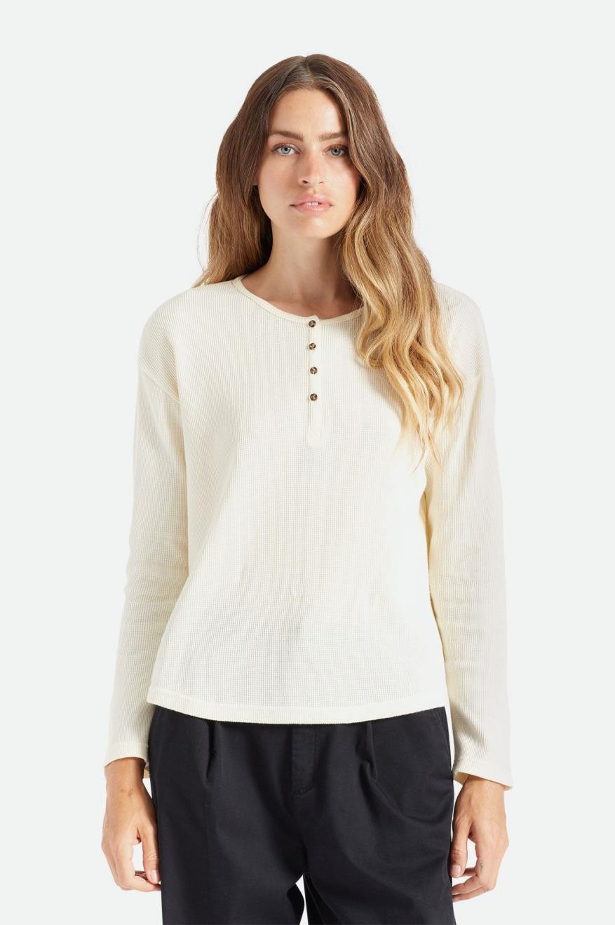 White Women\'s Brixton Monty L/S Henley Tops | 047531-BVO