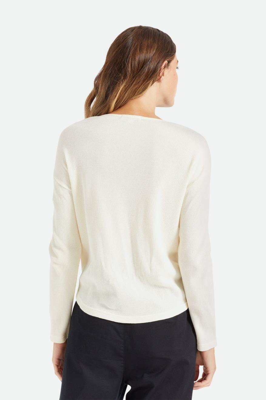 White Women's Brixton Monty L/S Henley Tops | 409812-OSV