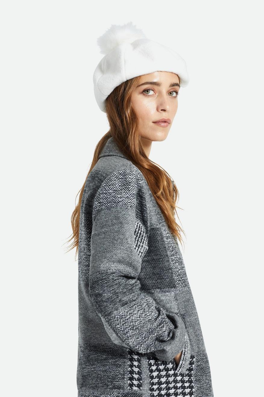 White Women's Brixton Natalie Oversized Pom Beret Hats | 107983-ISJ